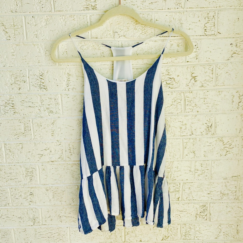 Blue and white striped tank